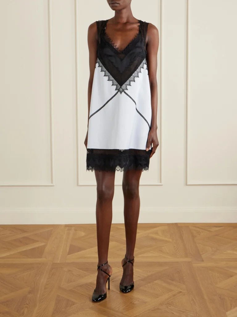 Tom Ford Lace-trimmed Wool and Silk-blend Mikado Mini Dress