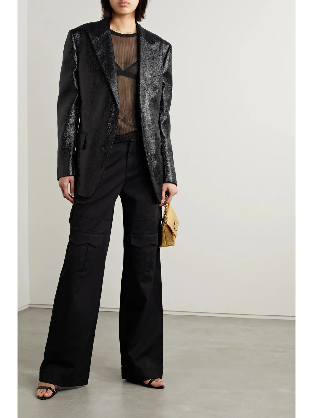 Tom Ford Lamé Blazer, worn by a model
