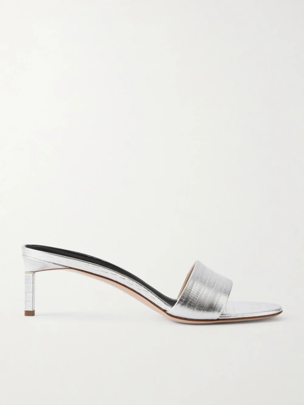 Tom Ford Lizard-effect Metallic Leather Mules in silver