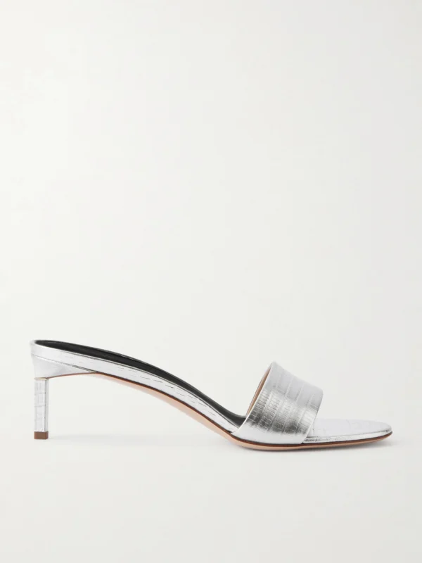 Tom Ford Lizard-effect Metallic Leather Mules