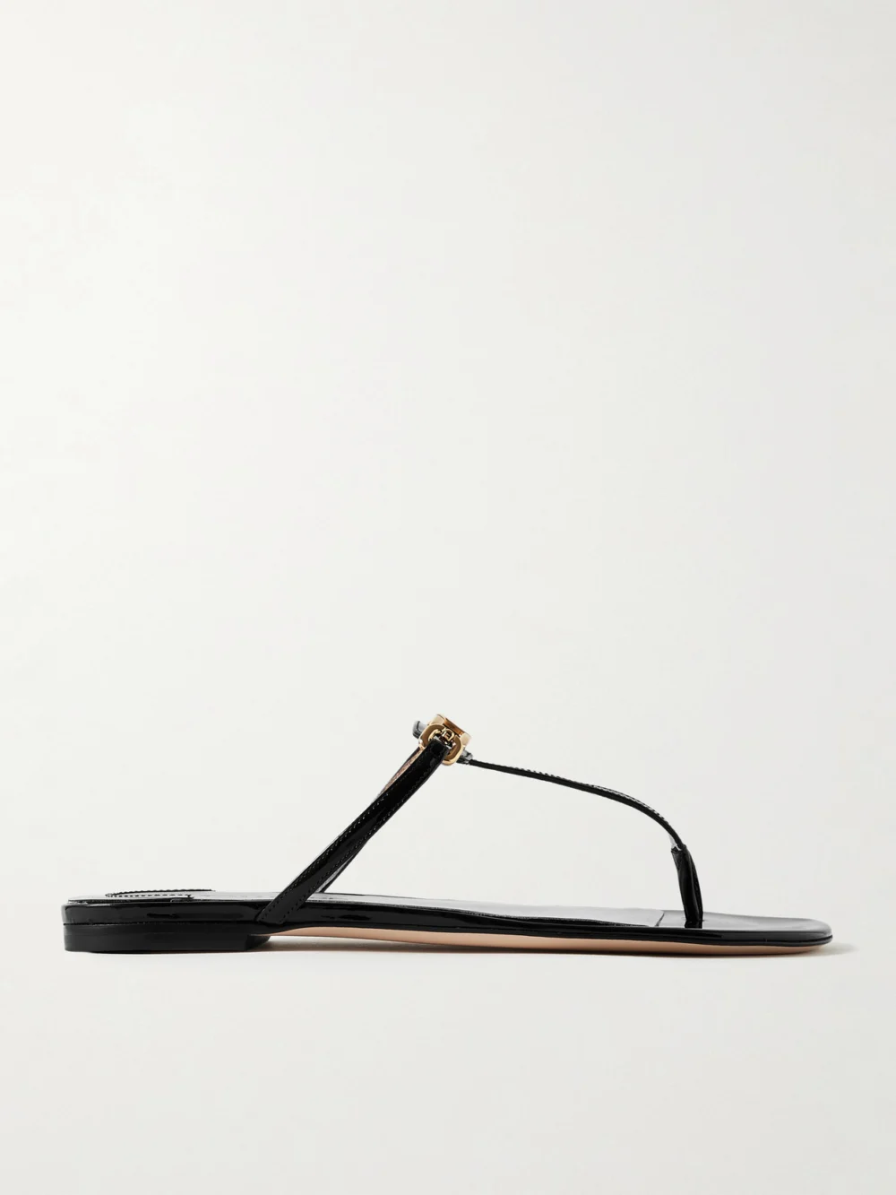 Tom Ford Logo-embellished Patent-leather Sandals in black
