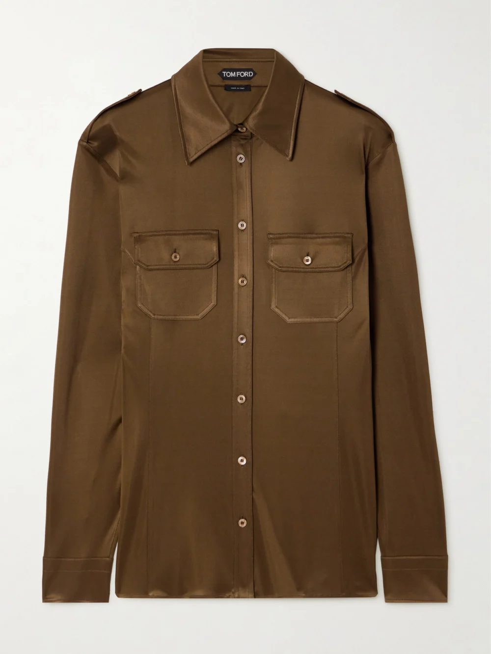 Tom Ford Metallic Satin Shirt in brown
