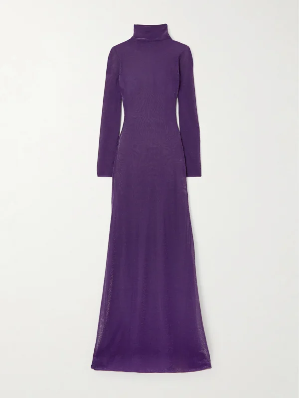 Tom Ford Metallic Silk-blend Turtleneck Maxi Dress