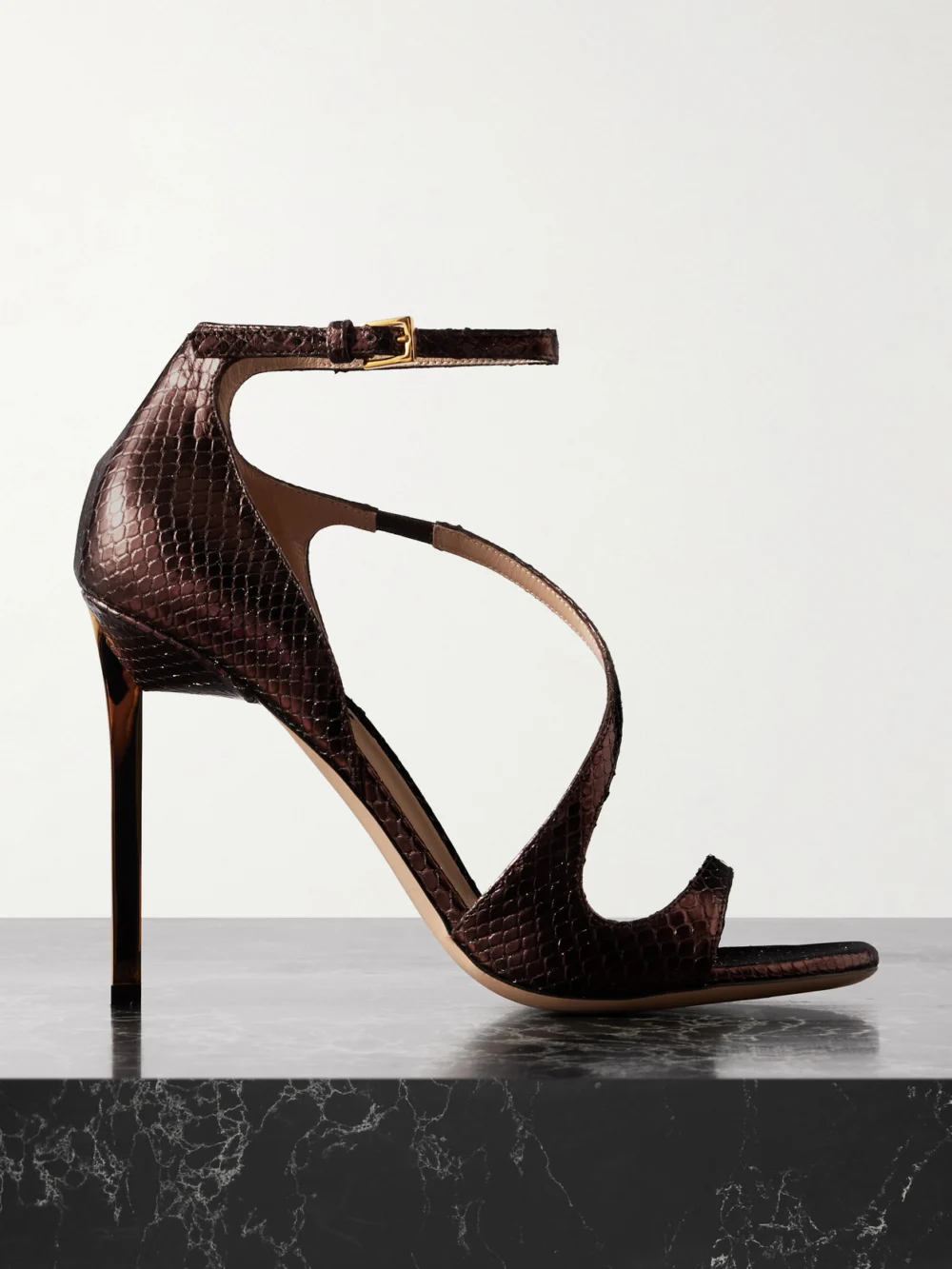 Tom Ford Newton Snake-effect Leather Sandals in dark brown