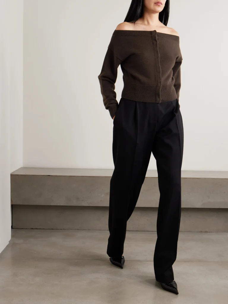 Tom Ford Off-the-shoulder Cropped Embroidered Cashmere Cardigan
