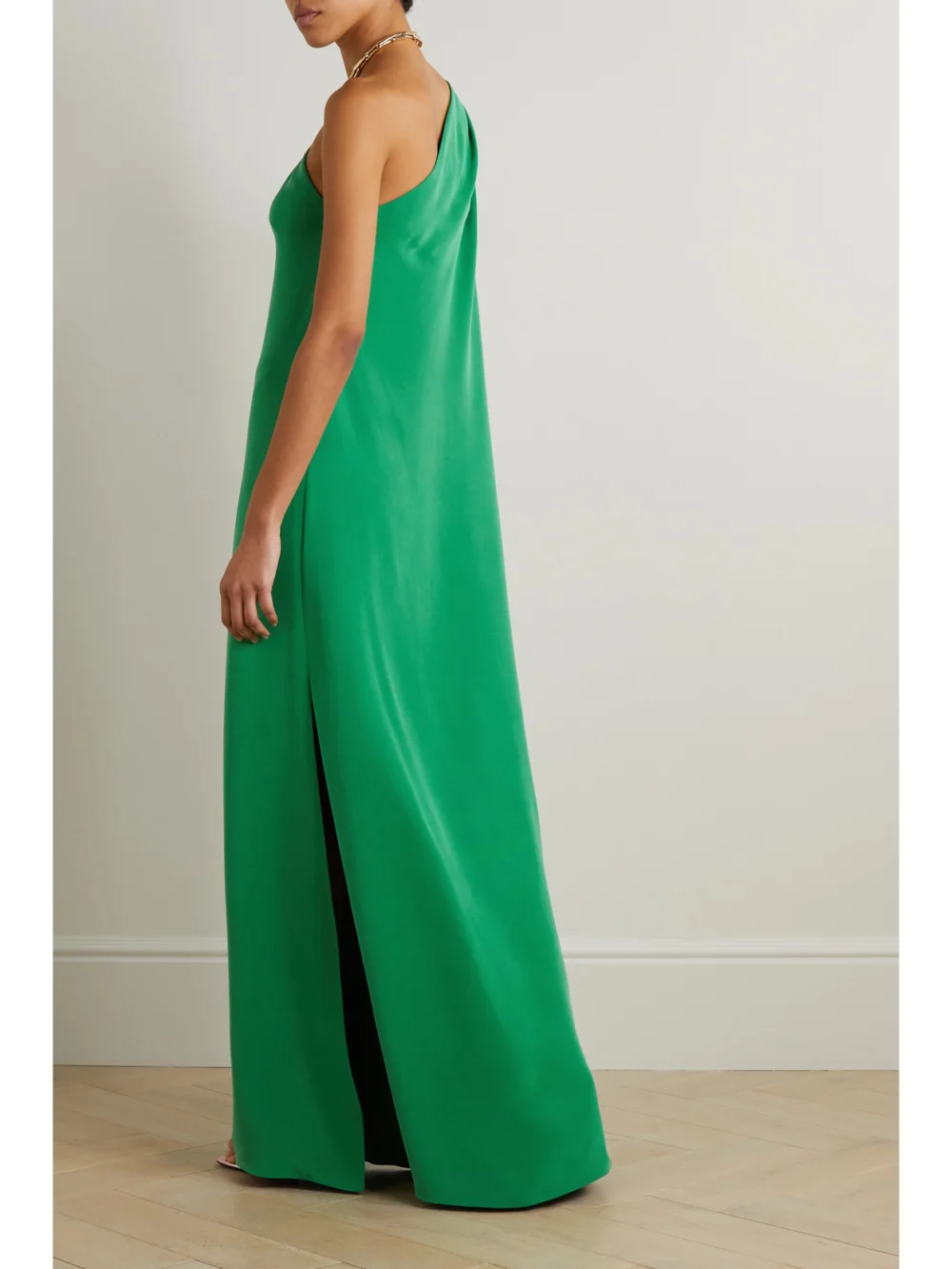 Back view of the Tom Ford One-shoulder Draped Silk-satin Gown