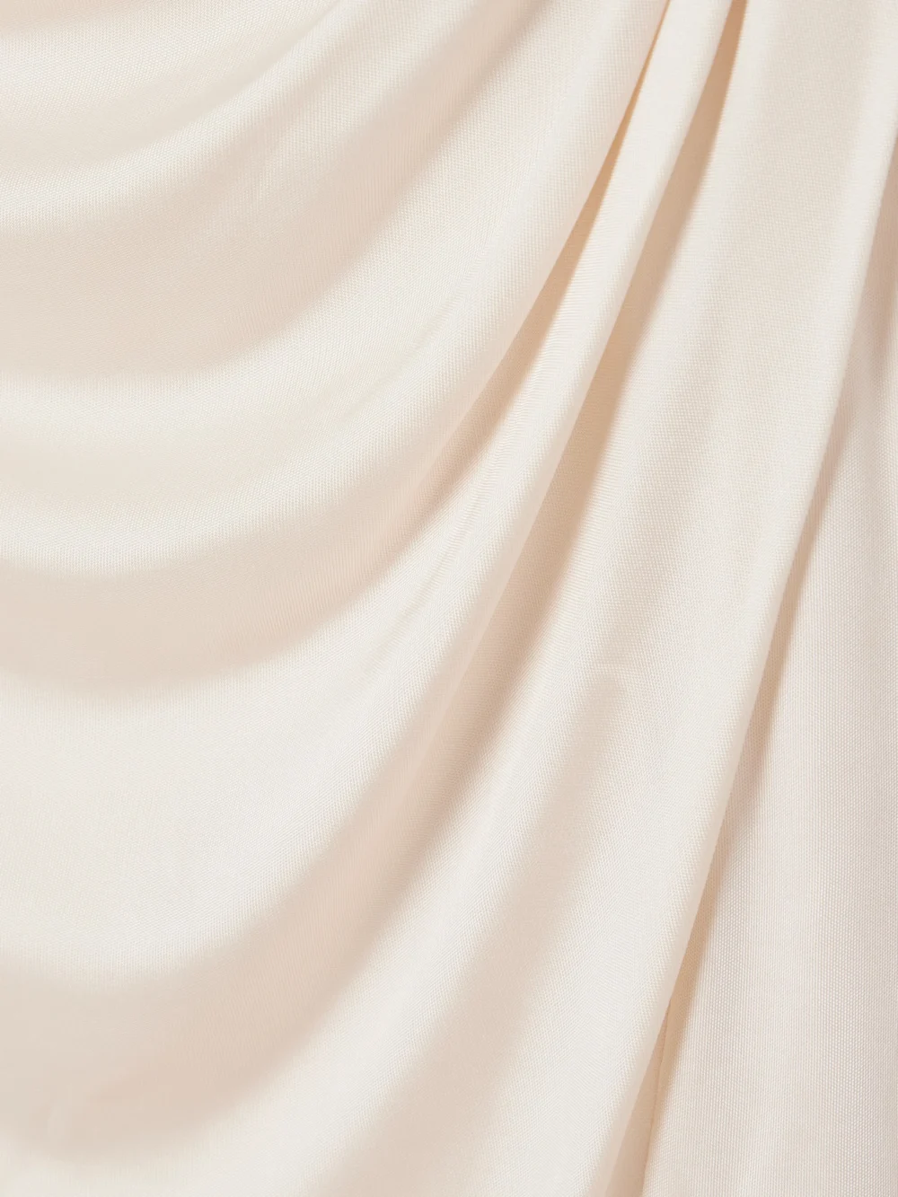 Close-up detail of the Tom Ford One-shoulder Paneled Ruched Satin-jersey Halterneck Gown