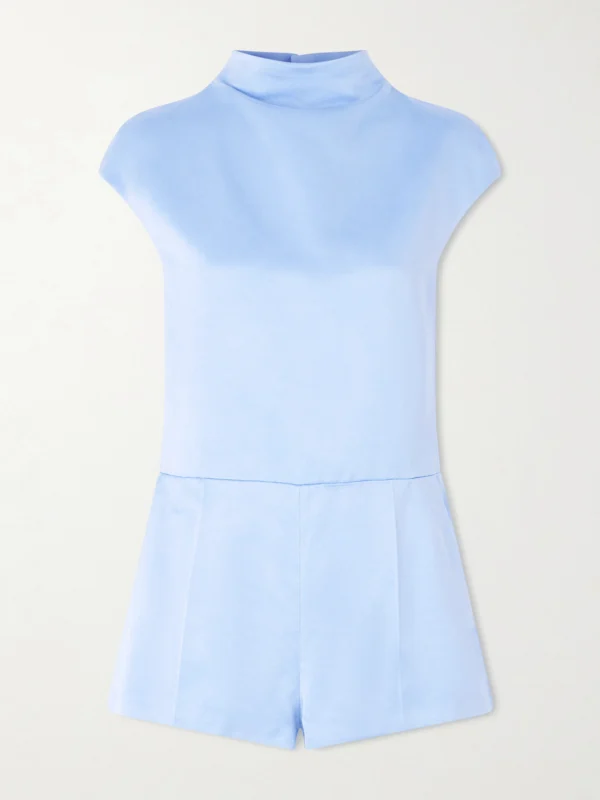 Tom Ford Open-back Cotton and Silk-blend Duchesse-satin Turtleneck Playsuit