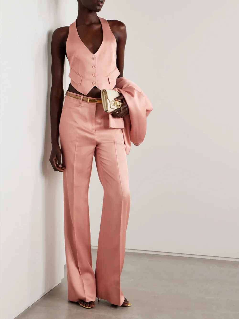 Tom Ford Open-back Silk and Wool-blend Twill Vest, worn by a model