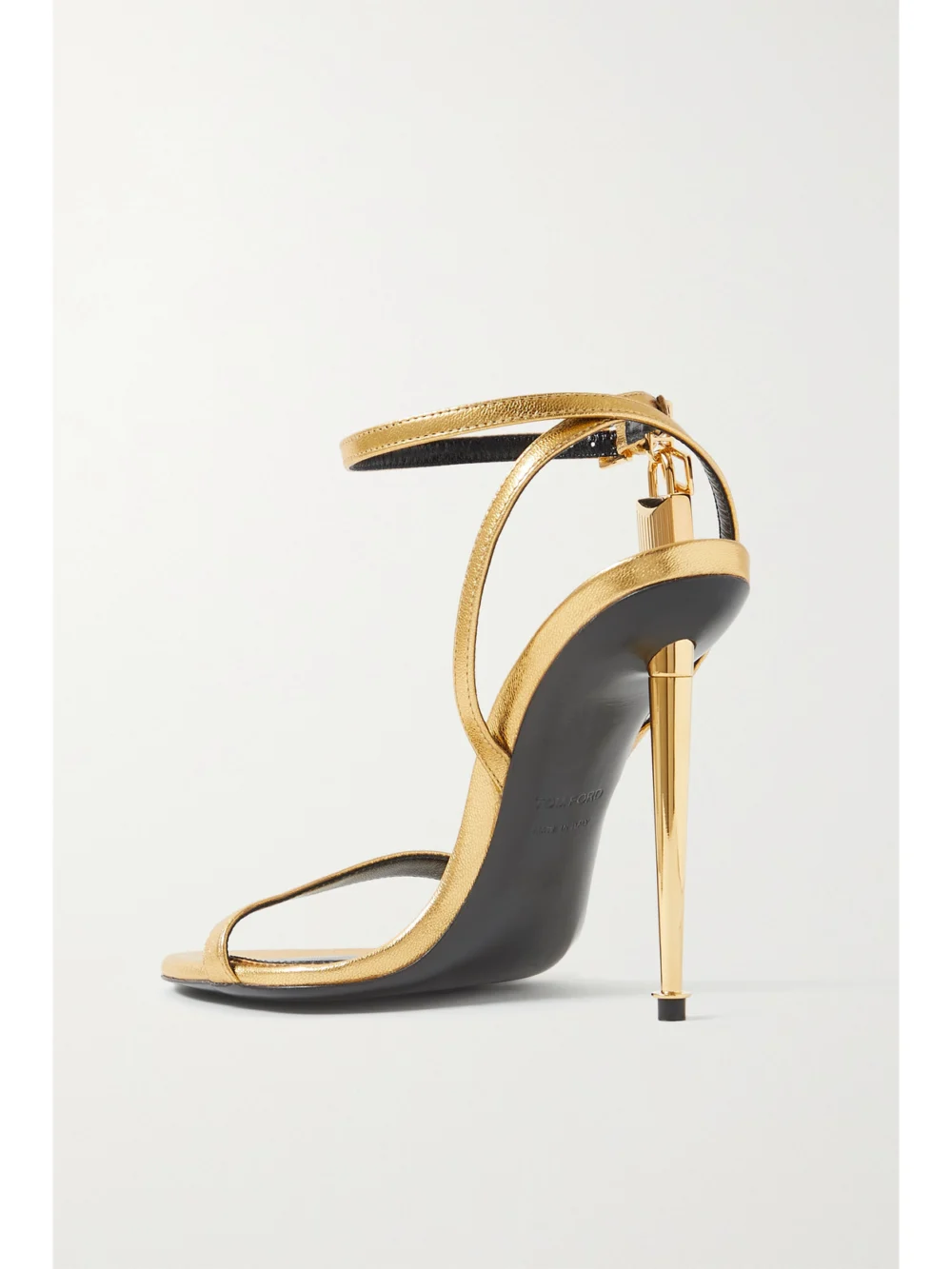 Back view of the Tom Ford Padlock Metallic Leather Sandals