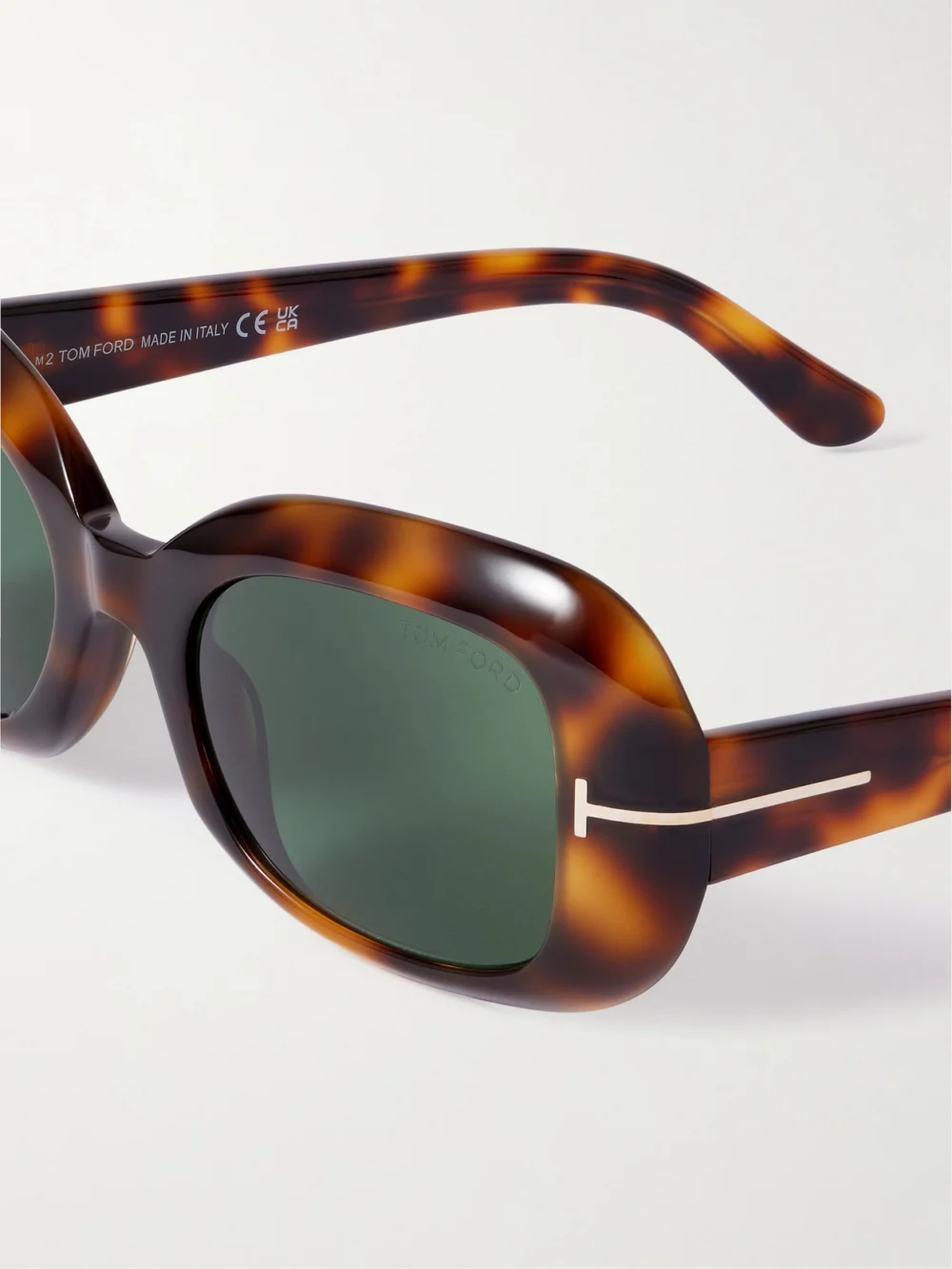 Close-up detail of the Tom Ford Paloma Square-frame Tortoiseshell Acetate Sunglasses