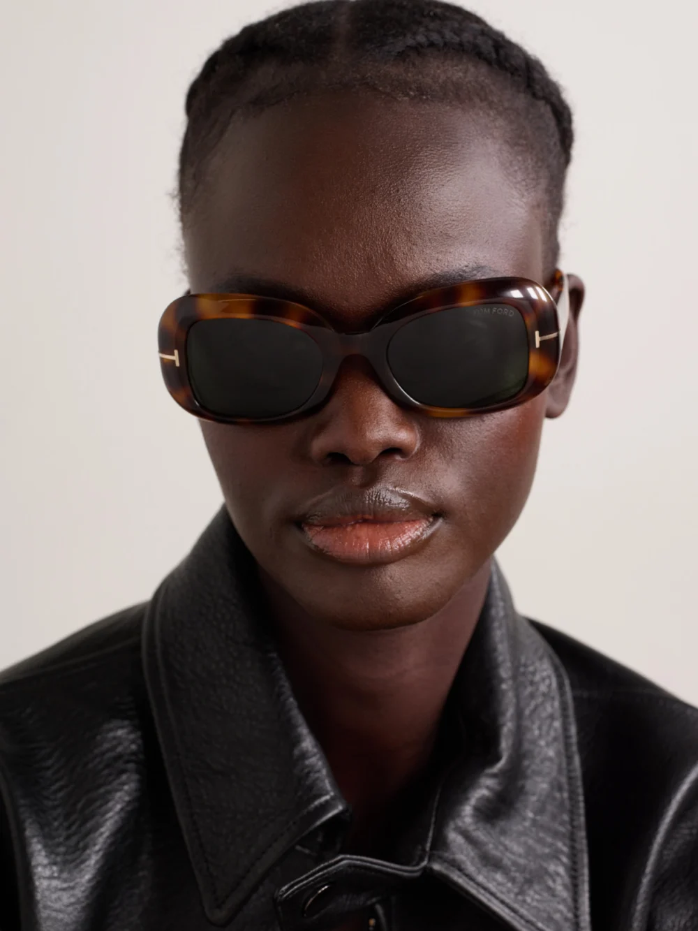 Tom Ford Paloma Square-frame Tortoiseshell Acetate Sunglasses, styled view