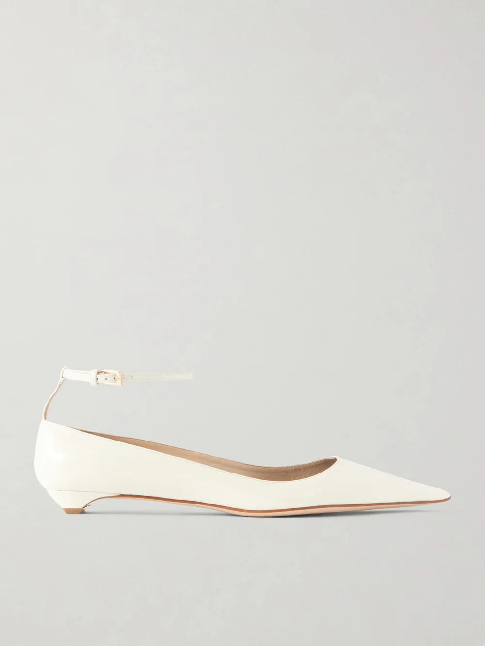 Tom Ford Patent-leather Point-toe Ballet Flats in ivory