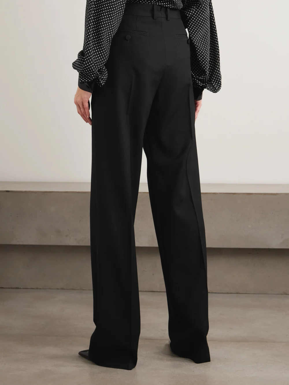 Back view of the Tom Ford Pleated Grain De Poudre Wool Straight-leg Pants