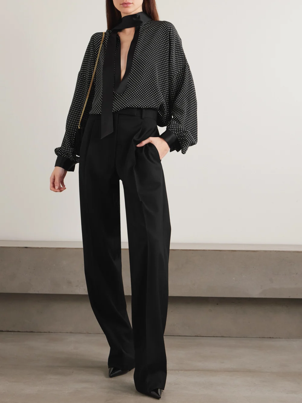 Tom Ford Pleated Grain De Poudre Wool Straight-leg Pants, worn by a model