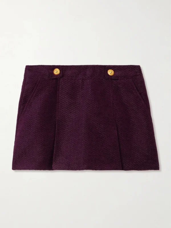 Tom Ford Pleated Metallic Tweed Mini Skirt