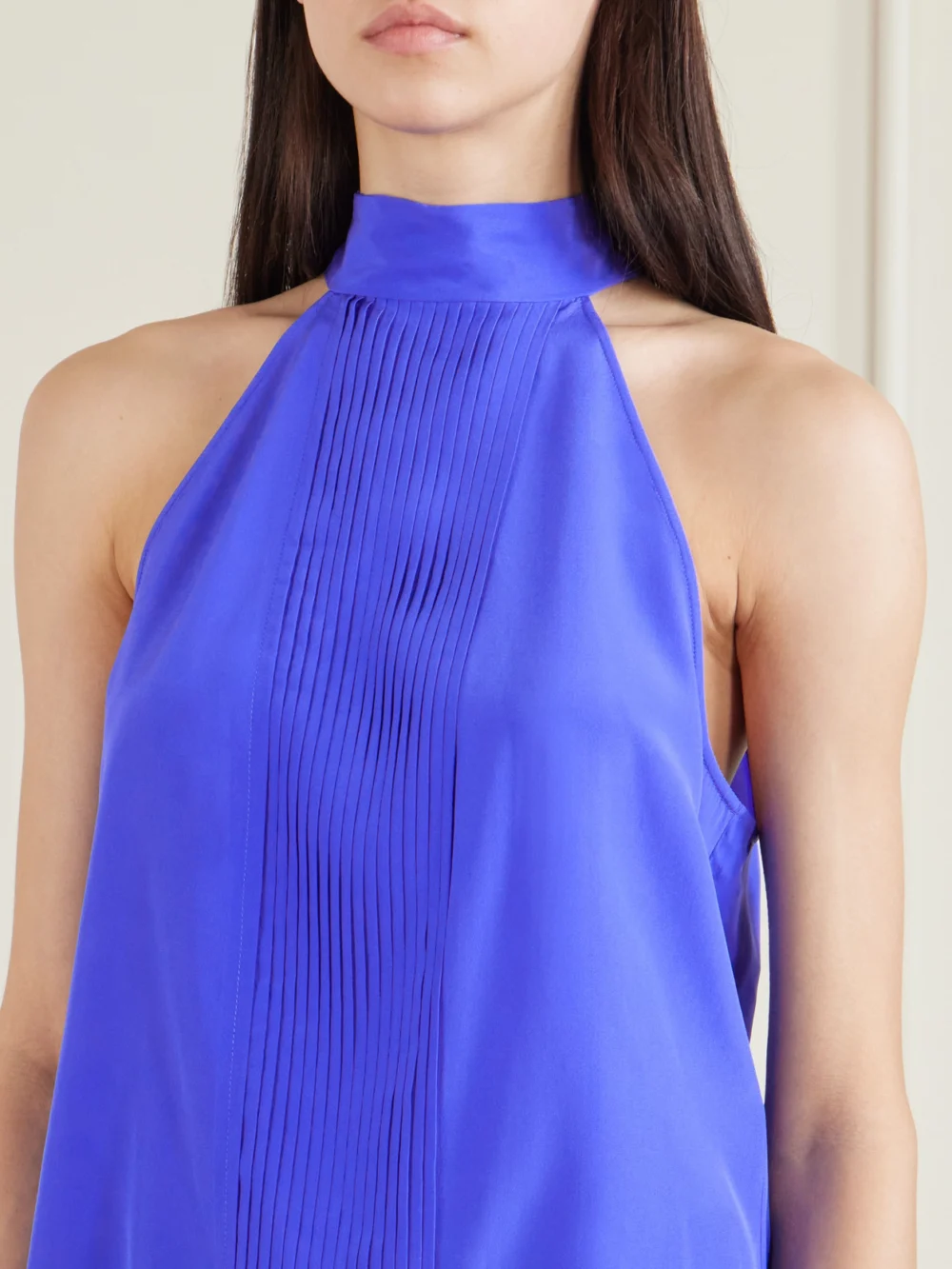 Close-up detail of the Tom Ford Pleated Silk-crepe De Chine Blouse