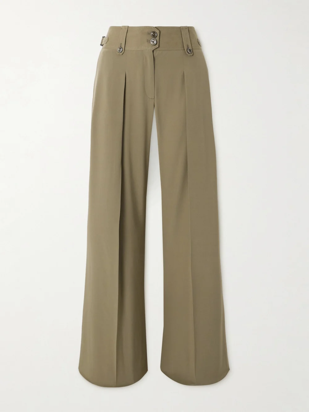 Tom Ford Pleated Silk Crepe De Chine Straight-leg Pants in green