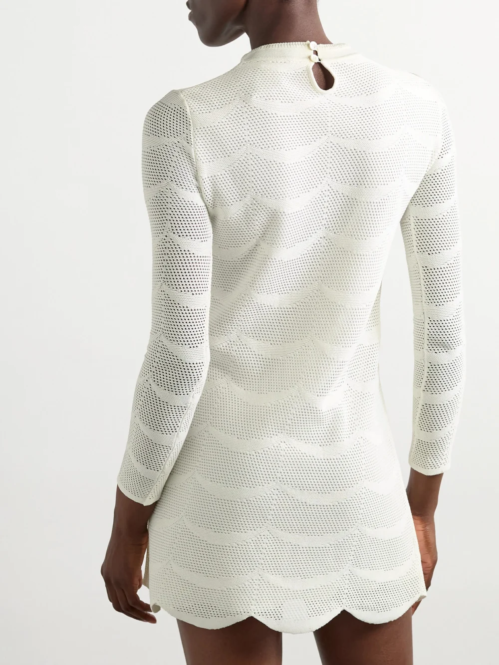 Back view of the Tom Ford Pointelle-knit Cotton and Silk-blend Mini Dress