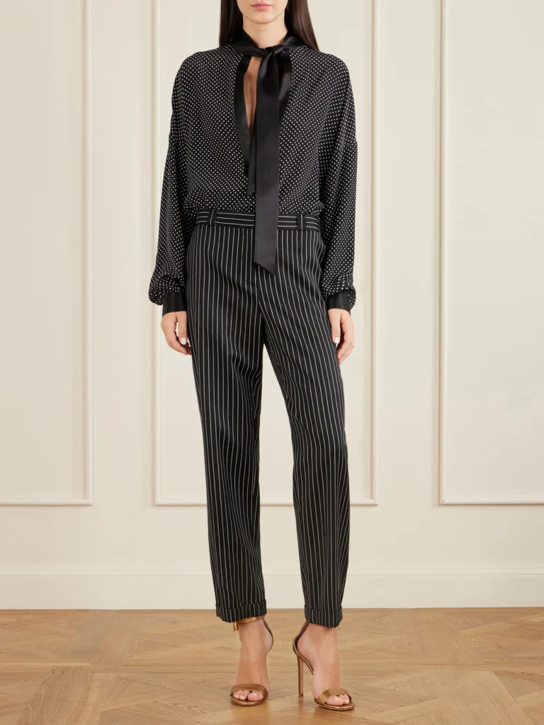 Tom Ford Pussy-bow Polka-dot Silk-satin Blouse