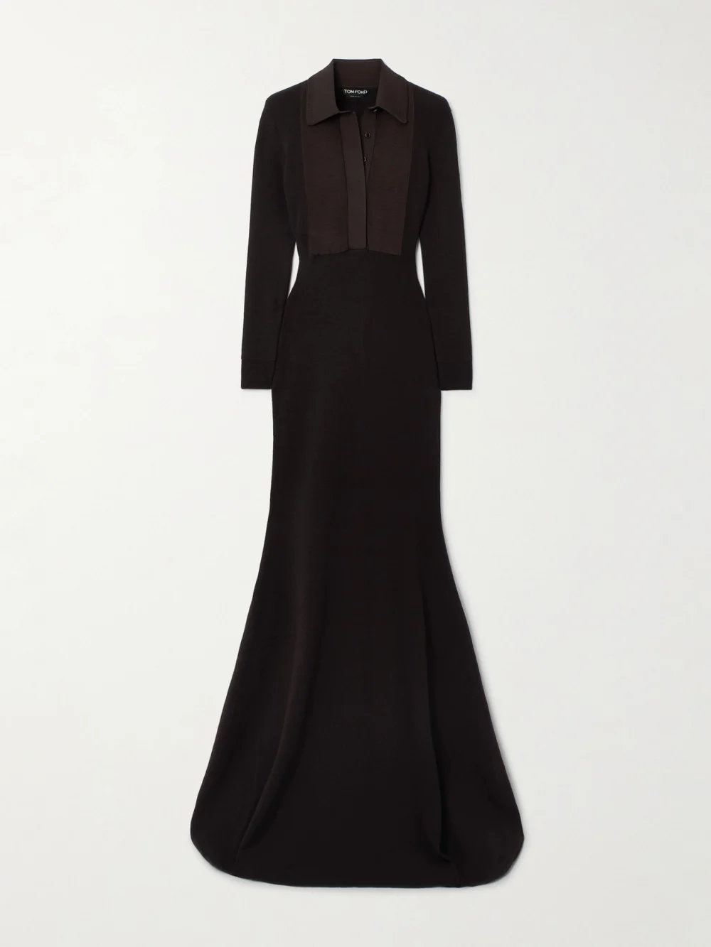 Tom Ford Ribbed Wool-blend Polo Gown in dark brown