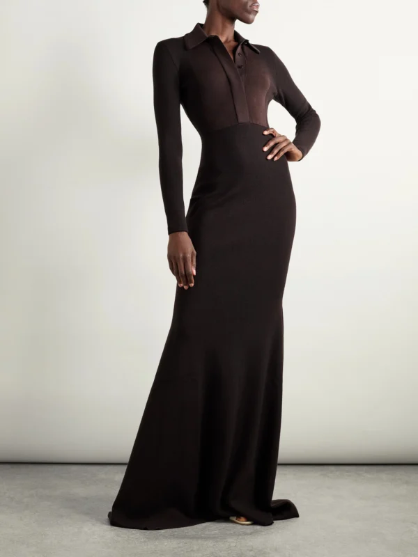Tom Ford Ribbed Wool-blend Polo Gown