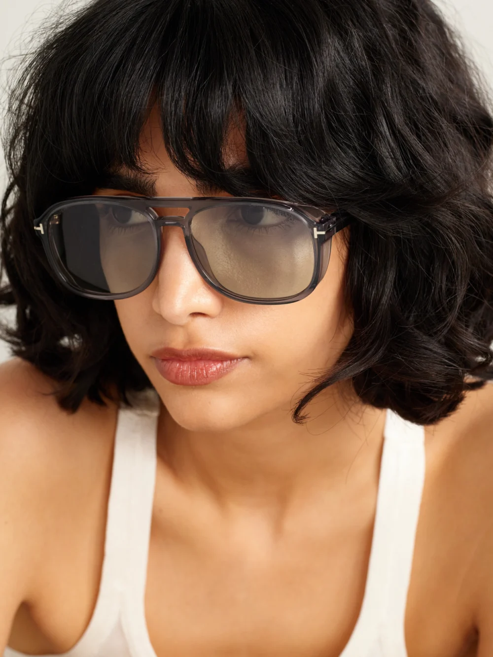 Tom Ford Rosco Aviator-style Acetate Sunglasses, styled view