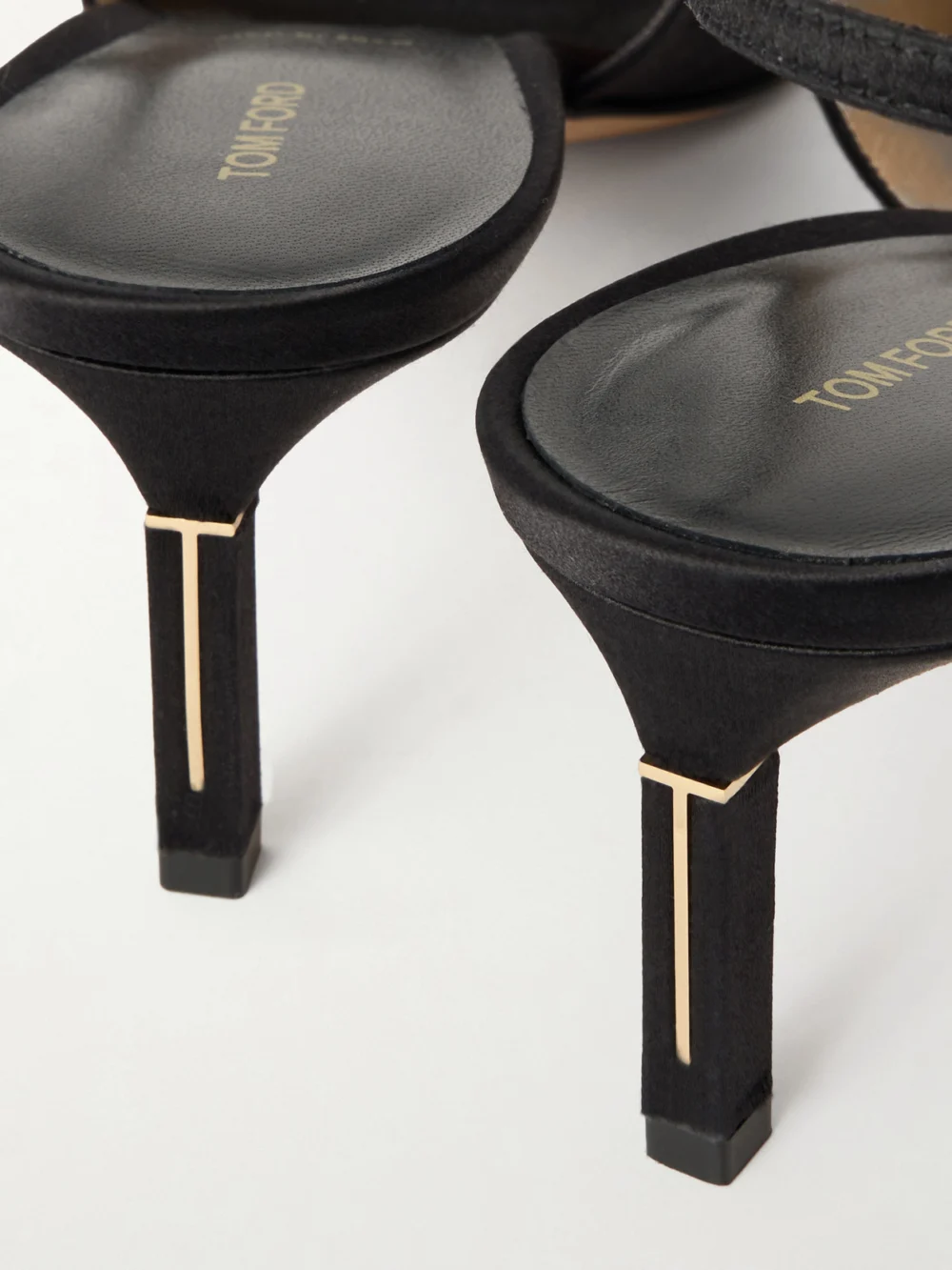 Close-up detail of the Tom Ford Satin Slingback Pumps