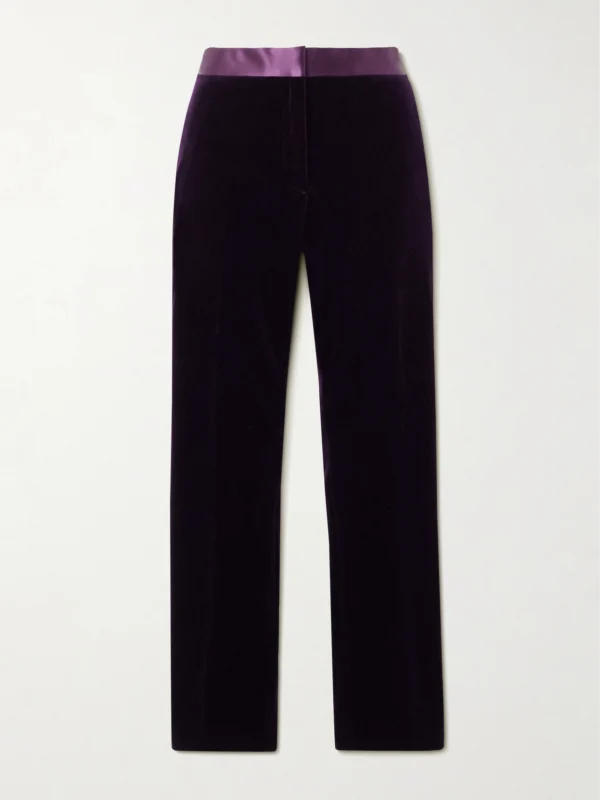 Tom Ford Satin-trimmed Cotton-blend Velvet Straight-leg Pants