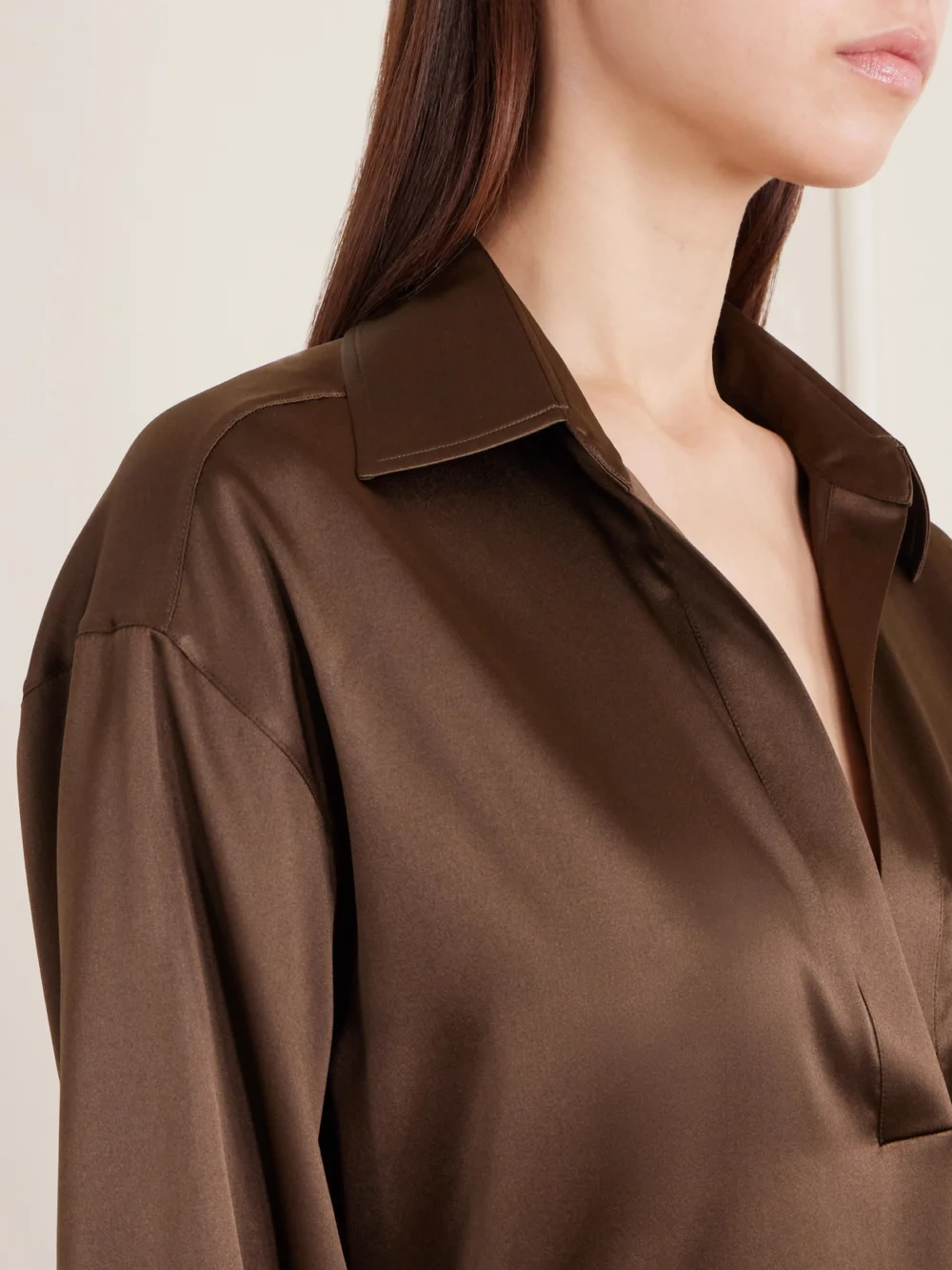 Close-up detail of the Tom Ford Silk-blend Satin Blouse
