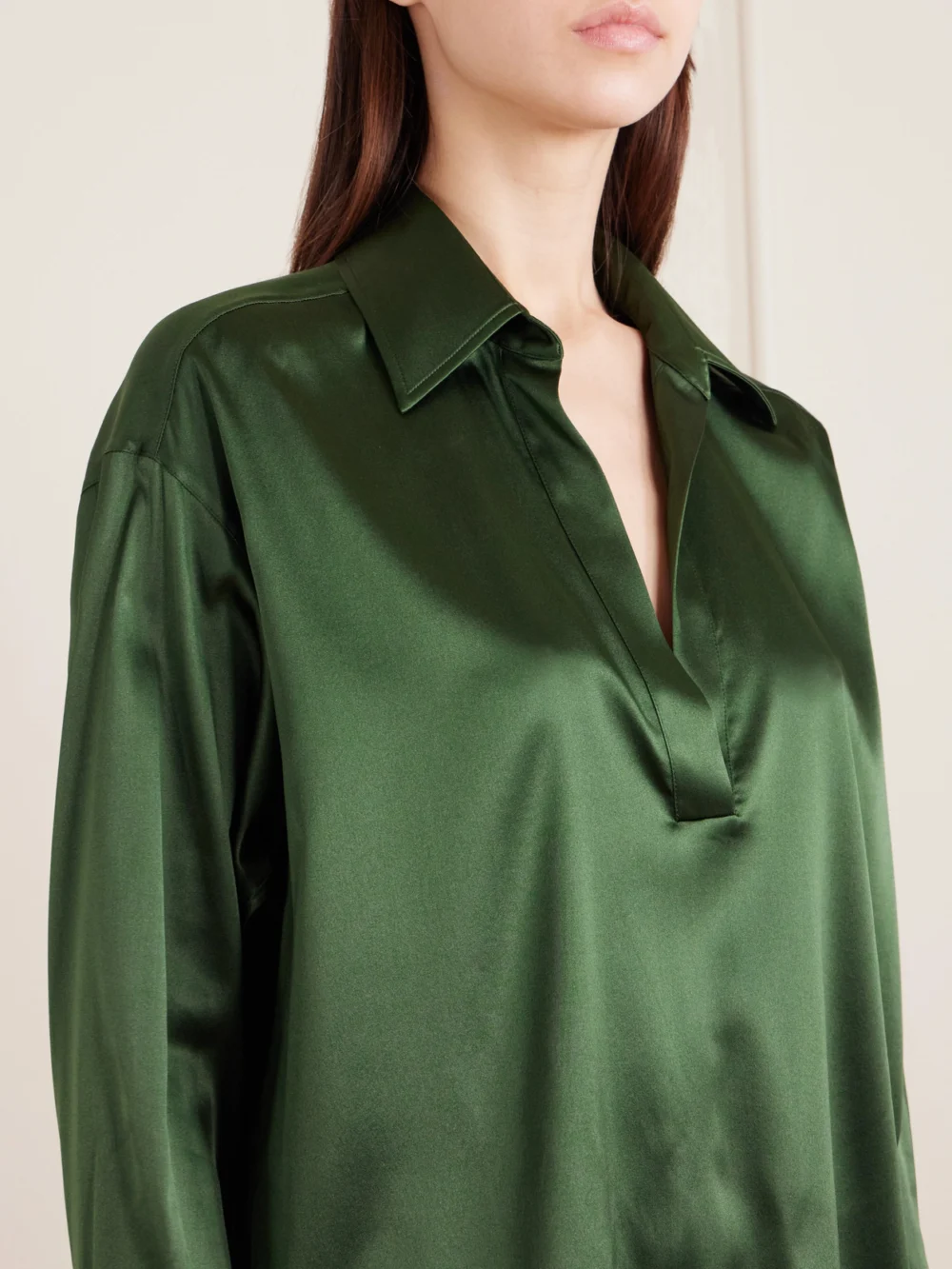 Close-up detail of the Tom Ford Silk-blend Satin Blouse