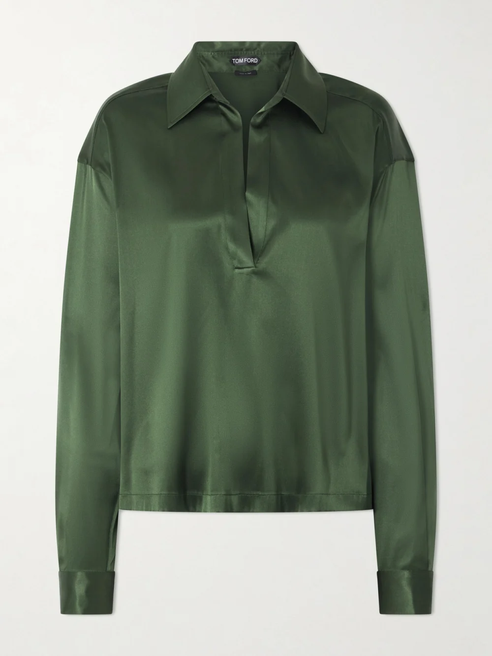 Tom Ford Silk-blend Satin Blouse in forest green
