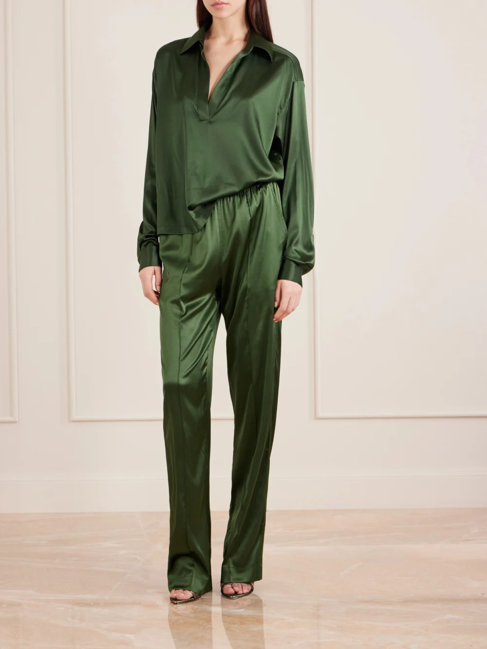 Tom Ford Silk-blend Satin Blouse, worn by a model