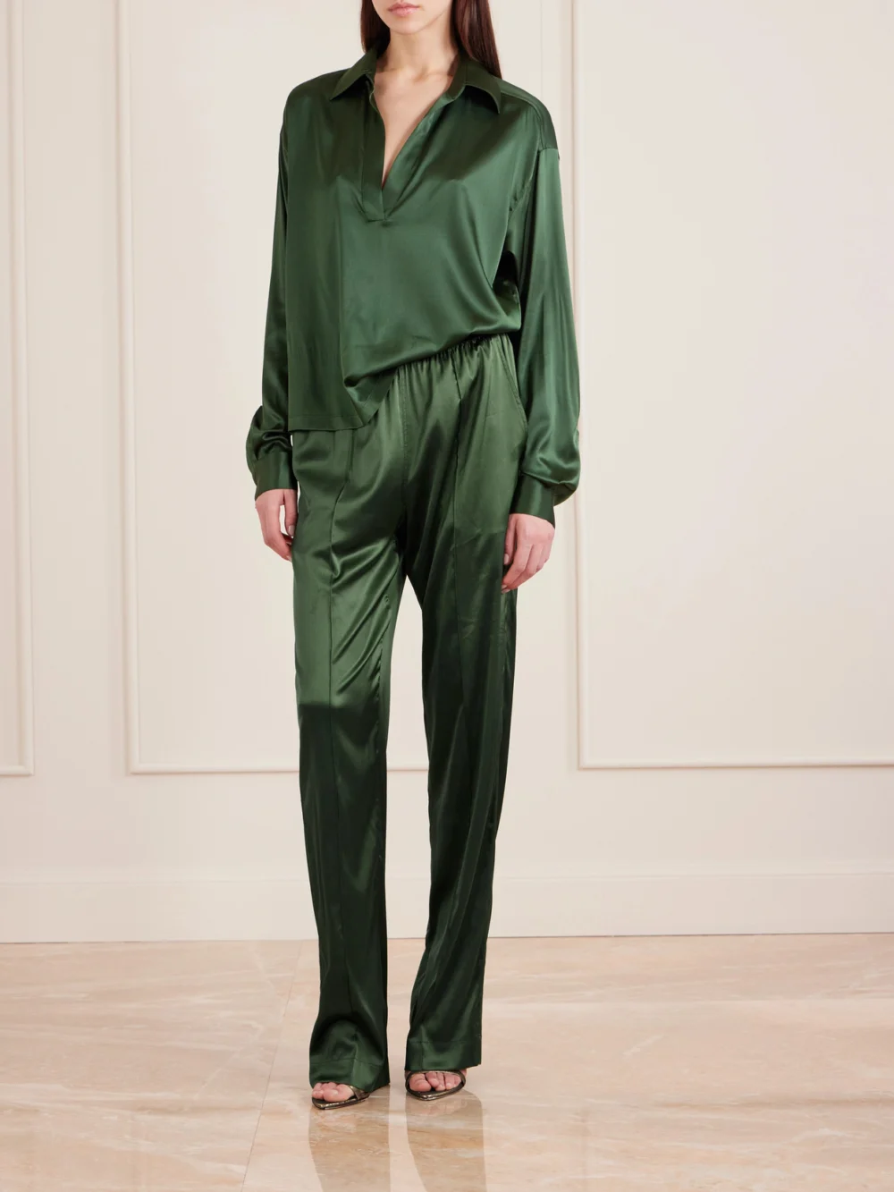 Tom Ford Silk-blend Satin Pants, worn by a model
