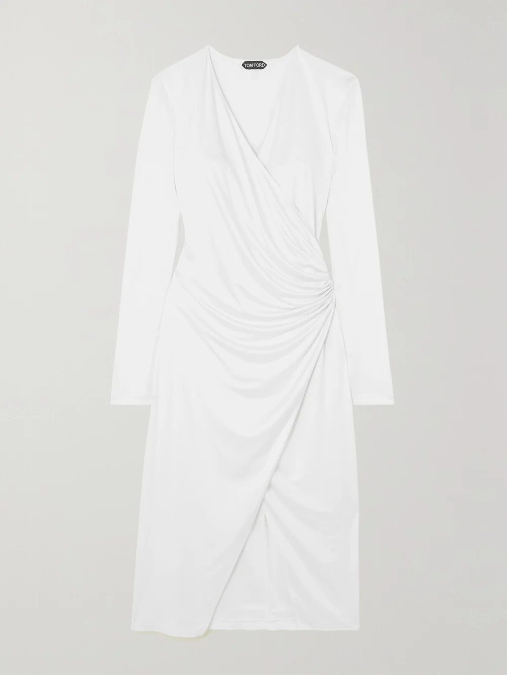 Tom Ford Silk-jersey Wrap Midi Dress in white