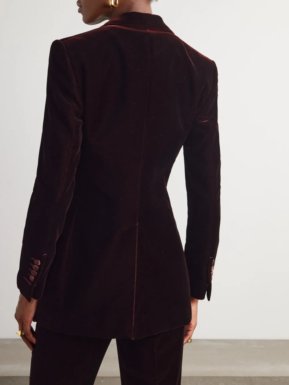 Back view of the Tom Ford Silk-satin Trimmed Velvet Blazer