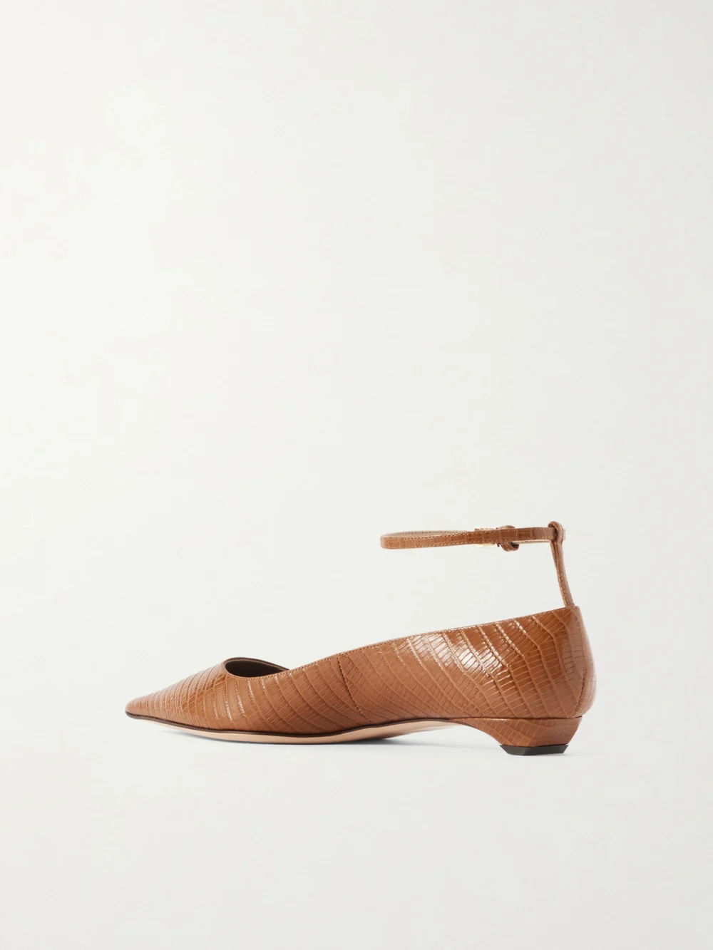Back view of the Tom Ford Snake-effect Leather Point-toe Ballet Flats