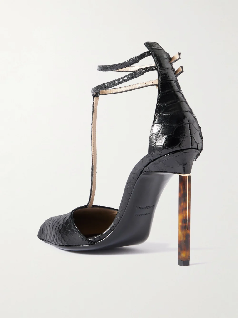 Back view of the Tom Ford Snake-effect Leather Pumps