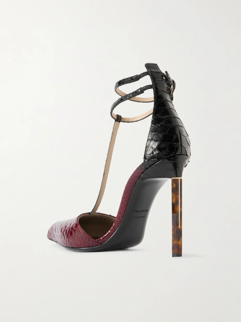 Back view of the Tom Ford Snake-effect Leather Pumps