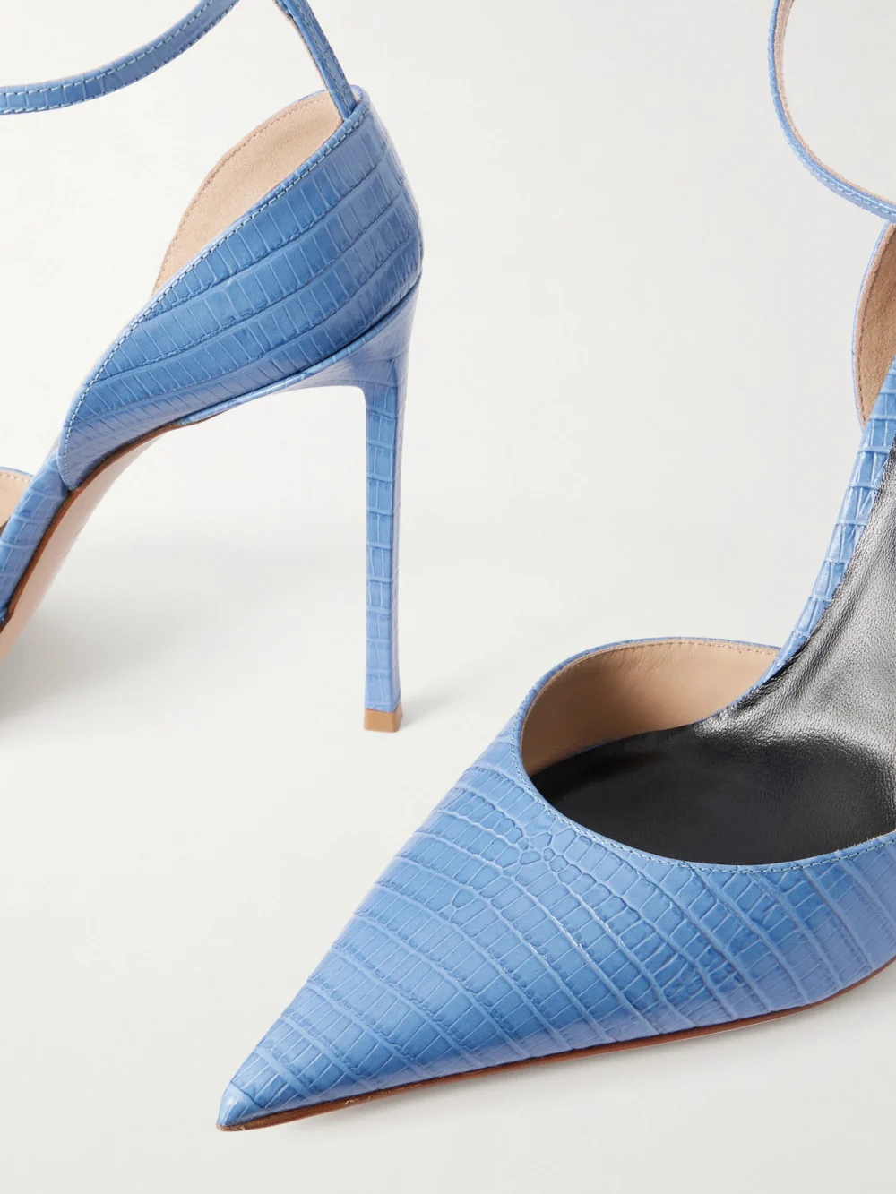 Close-up detail of the Tom Ford Snake-effect Leather Pumps