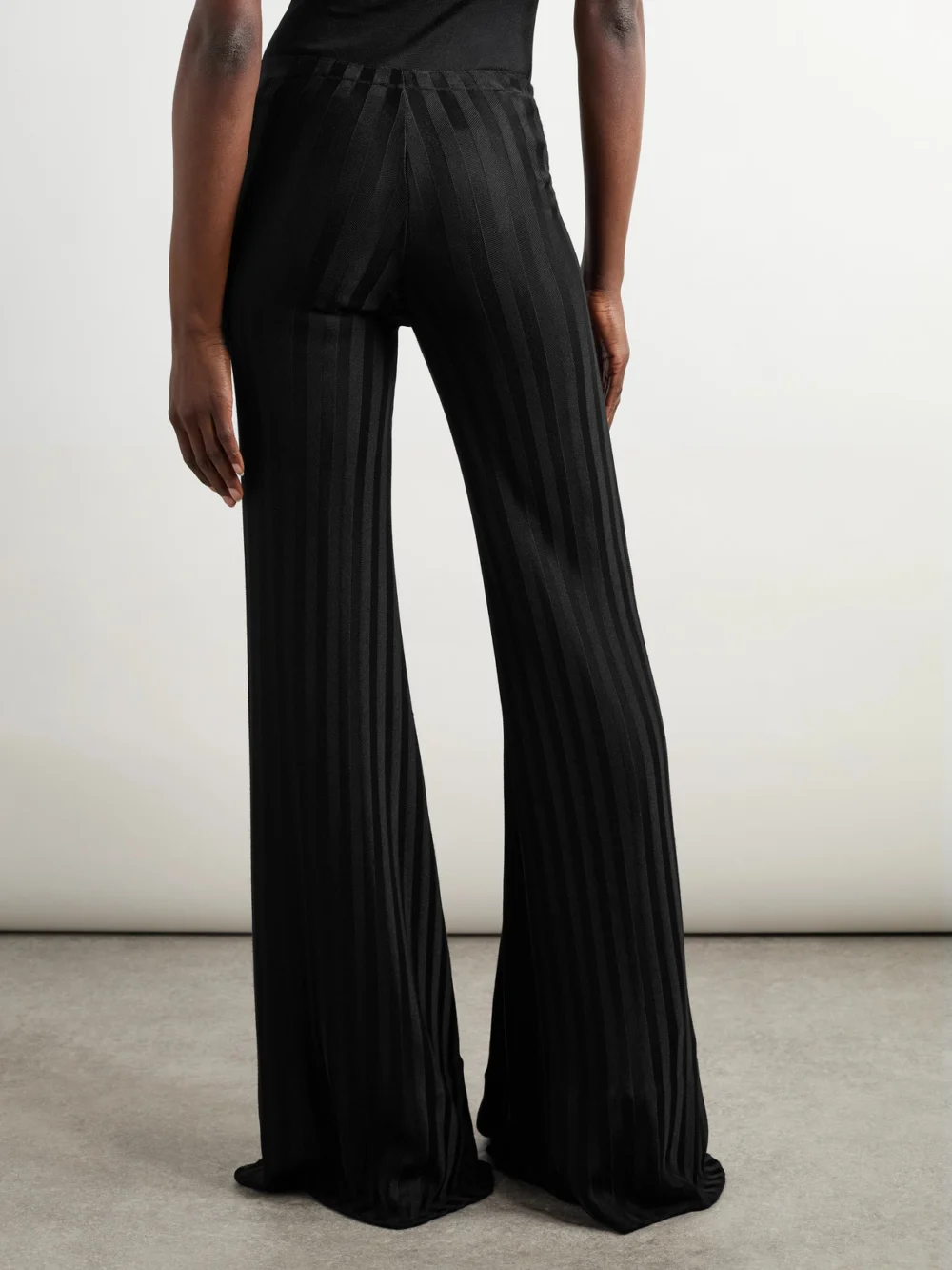 Back view of the Tom Ford Striped Herringbone Jersey Flared Pants