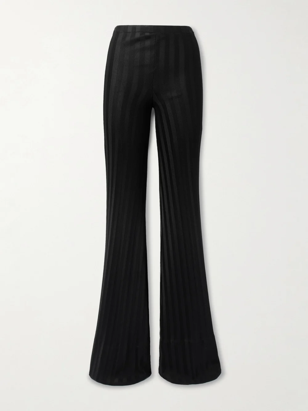 Tom Ford Striped Herringbone Jersey Flared Pants in black