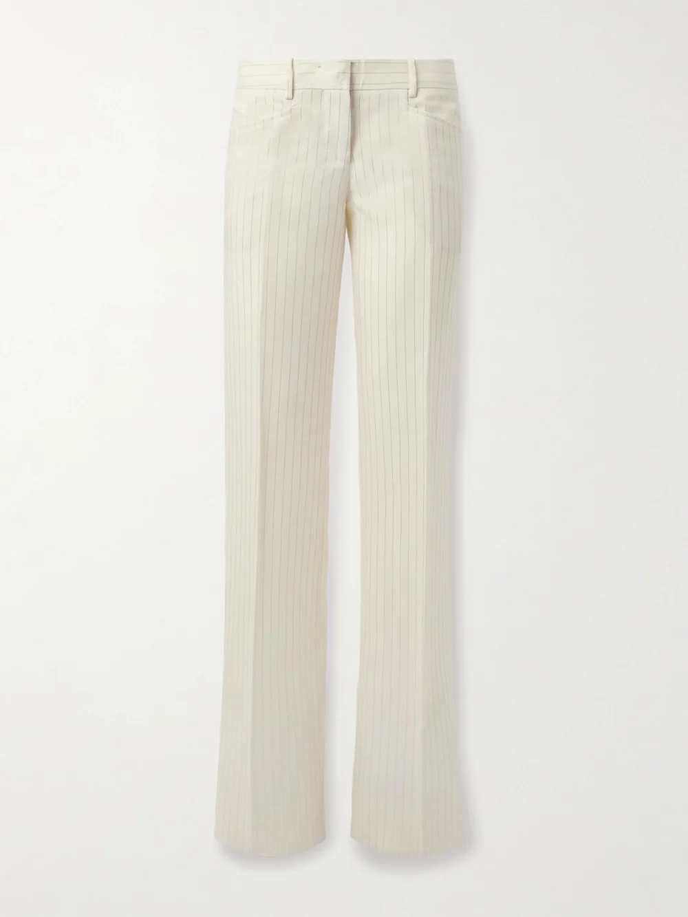 Tom Ford Striped Wool-blend Straight-leg Trousers in white