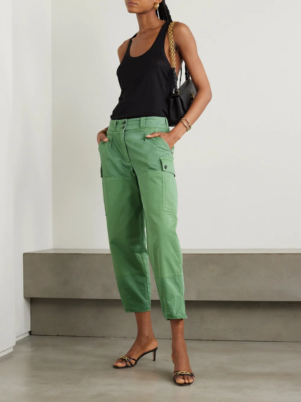 Tom Ford Tapered Stretch-cotton Twill Cargo Pants, worn by a model