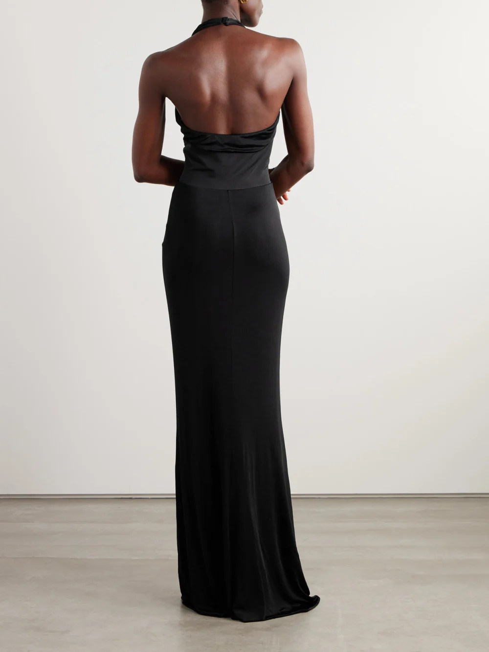 Back view of the Tom Ford Twist-front Chiffon-trimmed Jersey Gown