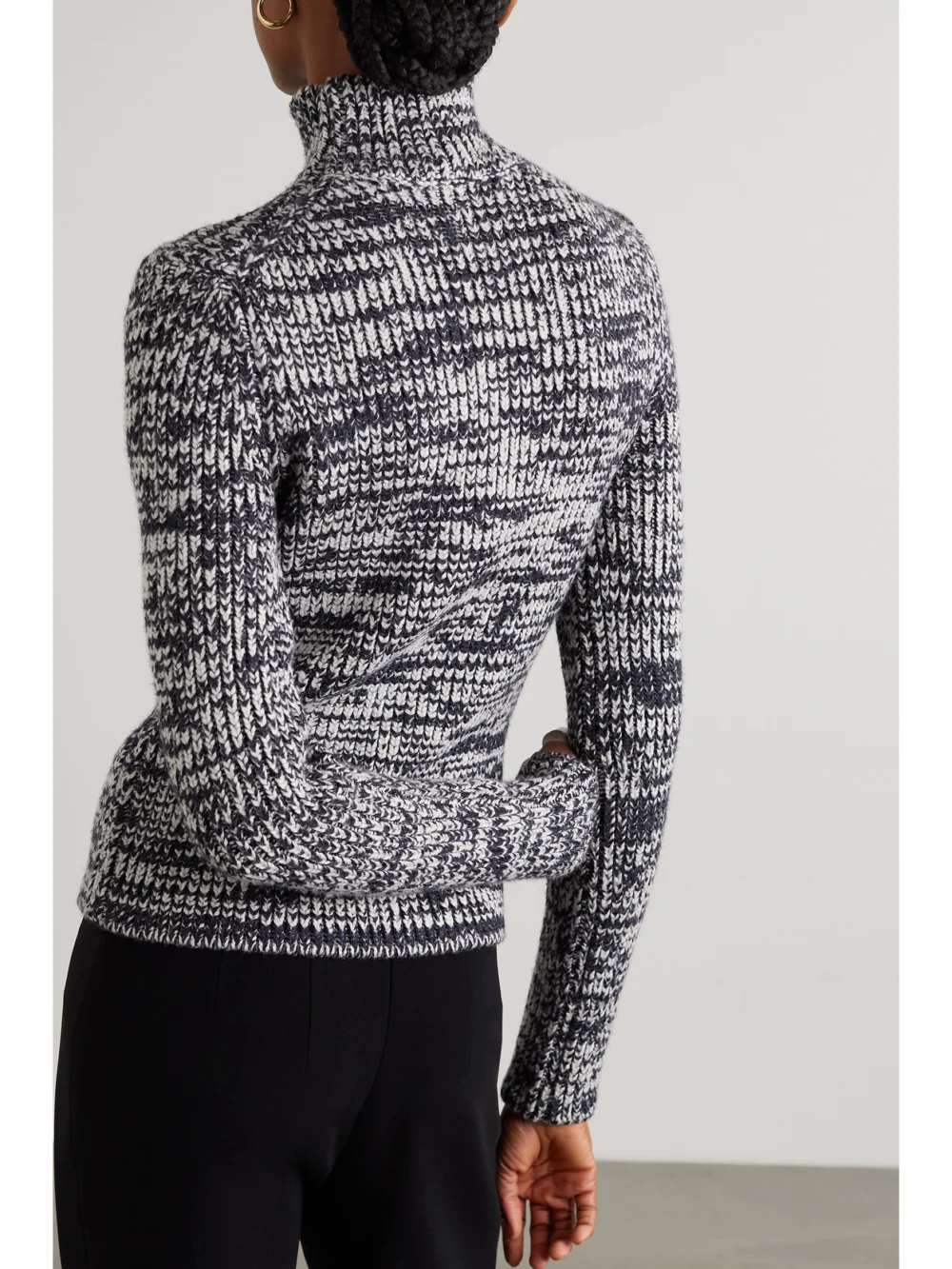 Back view of the Tom Ford Two-tone Wool and Silk-blend Turtleneck Sweater