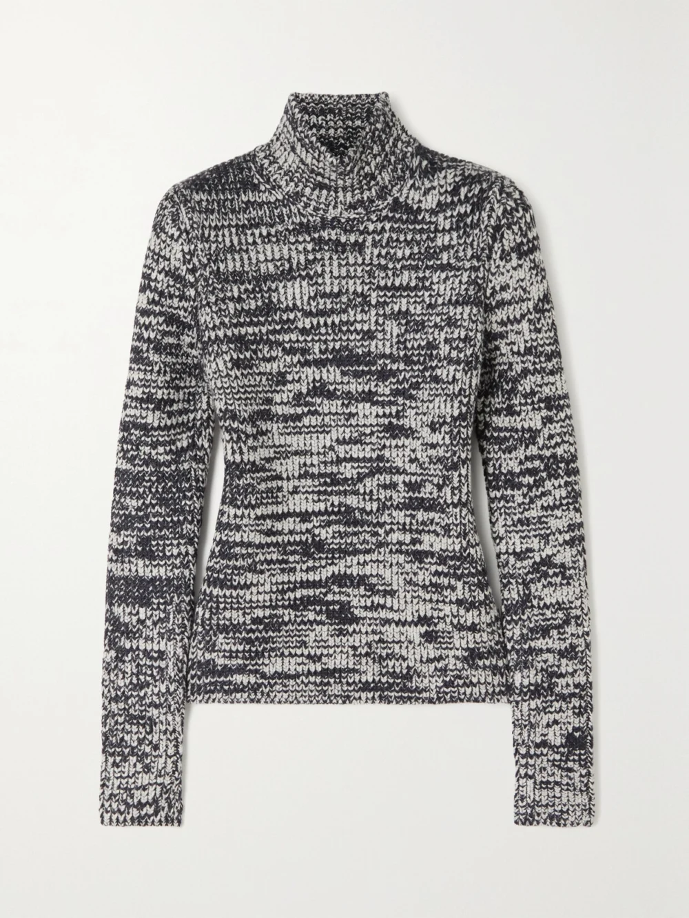 Tom Ford Two-tone Wool and Silk-blend Turtleneck Sweater in gray