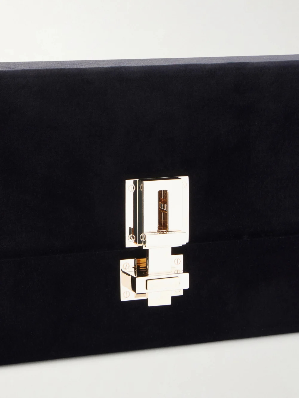 Close-up detail of the Tom Ford Velvet Clutch