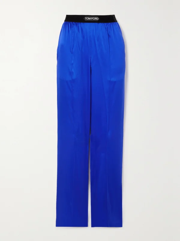 Tom Ford Velvet-trimmed Stretch-silk Satin Pants