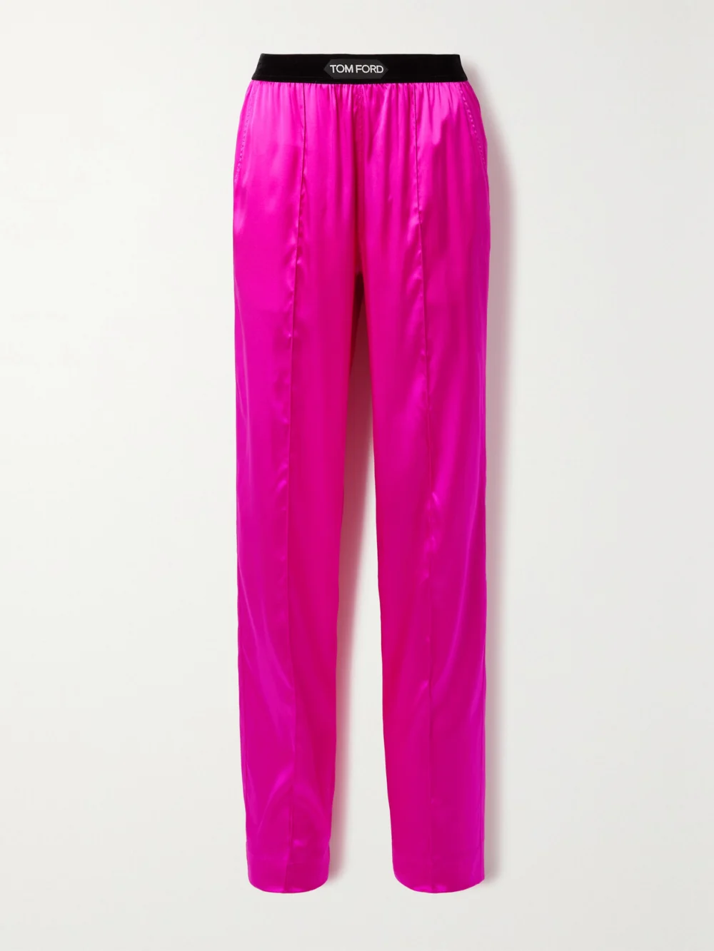 Tom Ford Velvet-trimmed Stretch-silk Satin Pants in pink